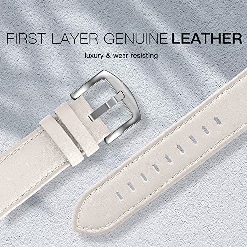 EDIMENS Leather Bands Compatible with Apple Watch 45mm 42mm 44mm Band Men Women, Vintage Genuine Leather Wristband Replacement Band Compatible for Apple Watch iwatch Series 8 7 6 5 4 3 2 1 SE White