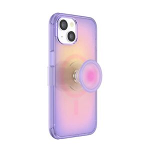 popsockets iphone 14 case with phone grip and slide compatible with magsafe, phone case for iphone 14, wireless charging compatible- aura