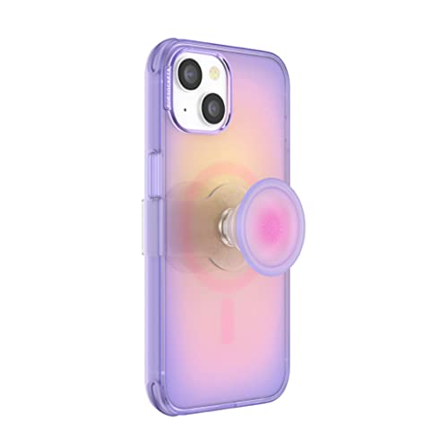 PopSockets iPhone 14 Case with Phone Grip and Slide Compatible with MagSafe, Phone Case for iPhone 14, Wireless Charging Compatible- Aura