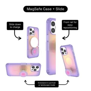 PopSockets iPhone 14 Pro Max Case with Phone Grip and Slide Compatible with MagSafe, Wireless Charging Compatible - Aura