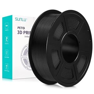 sunlu 3d printer filament, toughness petg filaments for 3d printing, neatly wound filament, high strength, better flow of sunlu no clogging premium petg filament 1.75 +/- 0.02 mm, 1kg spool, black