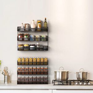 Kufutee 2 Pack Spice Rack Organizer, 3 Tier Wall Mounted Storage Rack Hanging Shelf for Kitchen Cabinet Cupboard Pantry Door Bathroom Shower Cosmetic,Black