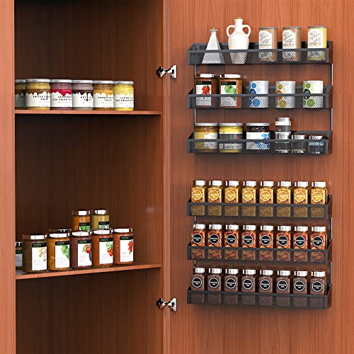 Kufutee 2 Pack Spice Rack Organizer, 3 Tier Wall Mounted Storage Rack Hanging Shelf for Kitchen Cabinet Cupboard Pantry Door Bathroom Shower Cosmetic,Black