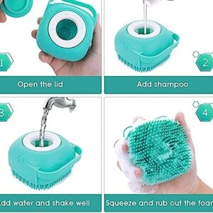 Bath brush for dogs or cats, with a shampoo dispenser tank, made of silicone, with soft bristles that provide a pleasant massage with deep cleaning for your pet