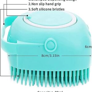 Bath brush for dogs or cats, with a shampoo dispenser tank, made of silicone, with soft bristles that provide a pleasant massage with deep cleaning for your pet