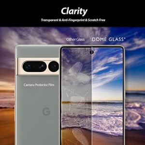 [2 DOME GLASS +1 CAM PACKAGE+ UV Lamp] Whitestone Dome Glass Screen Protector for Google Pixel 7 Pro (2022), Full Tempered Glass Shield with Liquid Dispersion Tech [Bubble free, non slide type installation kit] Screen Guard with Camera Film Protector - 2p
