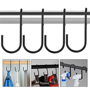 YOYETECO 10 Pack Purse Hanger Black S Hooks, Unique Twisted S Hooks Heavy Duty Bag Hanger, Closet Rod Hooks for Hanging Handbags, Purses, Belts, Scarves, Hats, Pots and Pans, Large 4.33 Inch