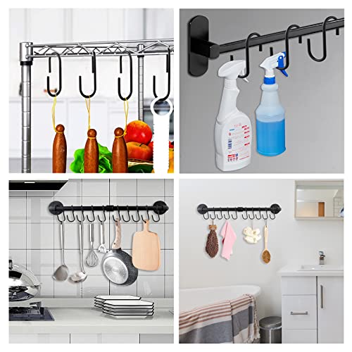 YOYETECO 10 Pack Purse Hanger Black S Hooks, Unique Twisted S Hooks Heavy Duty Bag Hanger, Closet Rod Hooks for Hanging Handbags, Purses, Belts, Scarves, Hats, Pots and Pans, Large 4.33 Inch