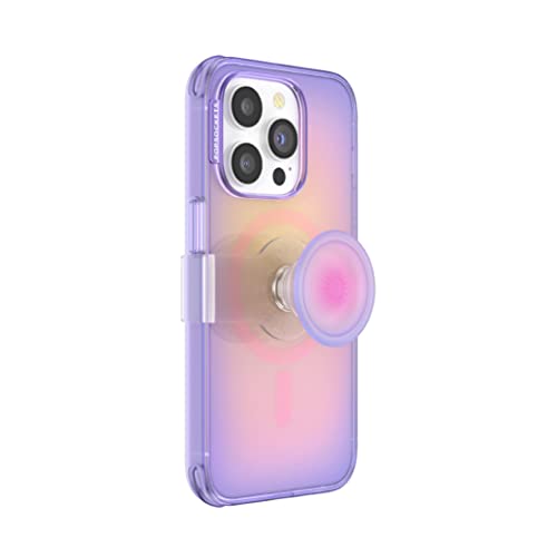 PopSockets iPhone 14 Pro Case with Phone Grip and Slide Compatible with MagSafe, Wireless Charging Compatible- Aura