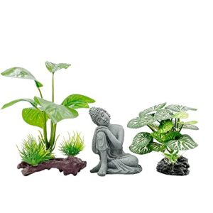 fish tank decorations aquarium decoration small ornaments accessories betta fish rest leaf buddha (type-b-set-buddha)