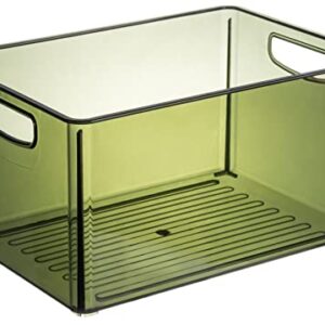Elysolpluv Acrylic Storage Box 3 Pieces (Large, Medium And Small), Grocery Storage Box With Handle, Suitable For Refrigerator, Kitchen And Countertop Storage. (Green)