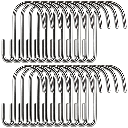 100PCS Heavy Duty S Hooks, 2.4inch Mini S Hook Stainless Steel S Shaped Hooks Pan Holders Pot Rack Hooks for Hanging Kitchen, Utensils, Clothes, Plants, Pots and Pans (Silver)