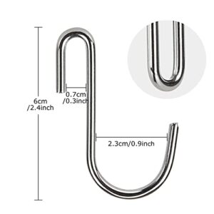 100PCS Heavy Duty S Hooks, 2.4inch Mini S Hook Stainless Steel S Shaped Hooks Pan Holders Pot Rack Hooks for Hanging Kitchen, Utensils, Clothes, Plants, Pots and Pans (Silver)