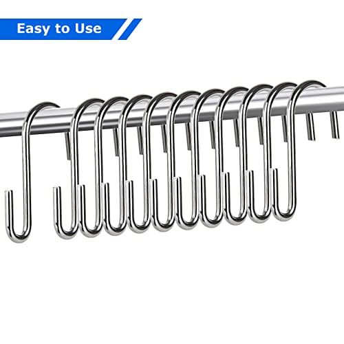 100PCS Heavy Duty S Hooks, 2.4inch Mini S Hook Stainless Steel S Shaped Hooks Pan Holders Pot Rack Hooks for Hanging Kitchen, Utensils, Clothes, Plants, Pots and Pans (Silver)