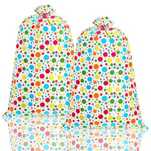 teling 2 pcs 80 x 60 in jumbo bike baby shower bag extra large bicycle plastic gift bags for heavy large birthday holiday bicycle bags (colorful, polka dots)