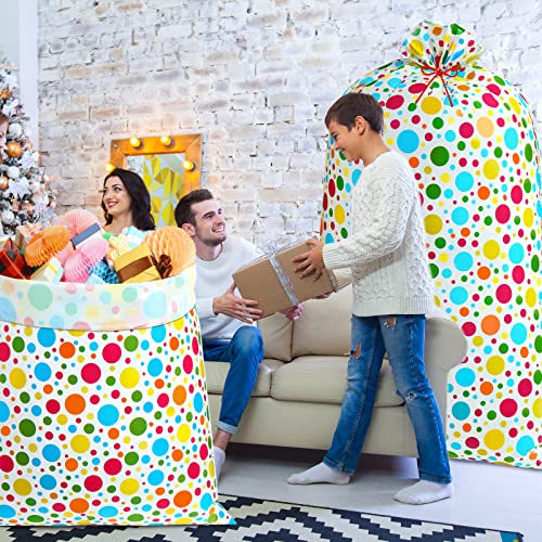 Teling 2 Pcs 80 x 60 in Jumbo Bike Baby Shower Bag Extra Large Bicycle Plastic Gift Bags for Heavy Large Birthday Holiday Bicycle Bags (Colorful, Polka Dots)