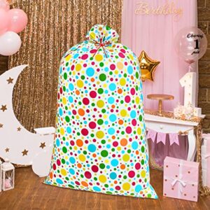 Teling 2 Pcs 80 x 60 in Jumbo Bike Baby Shower Bag Extra Large Bicycle Plastic Gift Bags for Heavy Large Birthday Holiday Bicycle Bags (Colorful, Polka Dots)