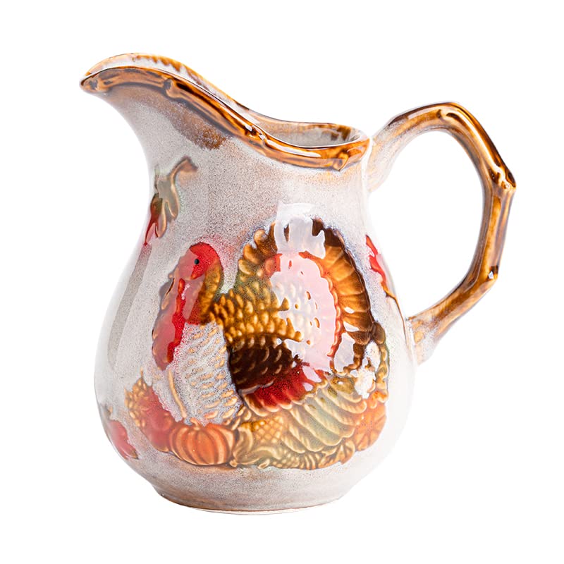 YINYUEDAO Turkey Style Flowers Vase or Water Pitcher, Multifunctional Decorative Ceramic, Thanksgiving Christmas Themed, Table and Counter Decoration Pitcher