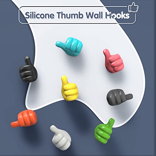 Silicone Thumb Wall Hook, 16Pcs Creative Silicone Thumbs Up Wall Hook Multi-Function Self-Adhesive Wall Decoration Hook for Cable Clip Key hat Makeup Brush, Home Office Wall Storage