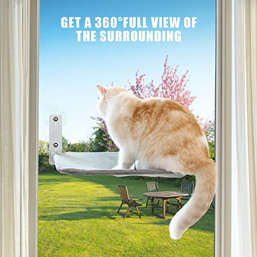 Cat Window Perch,Cat Hammock with 2 Replaceable Covers Shelf,360° Sunny Seat Foldable Space Saving Cat Beds Window Seat with Steel Frame and Strong Suction Cup for Indoor Cats （Large）