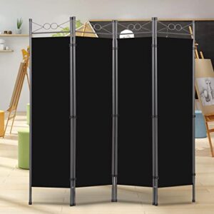 room divider-4 panel tall room dividers and folding privacy screens, 6 ft divider room fabric panel w/matel frame, freestanding wall divider screen, portable partition room dividers for study dorm