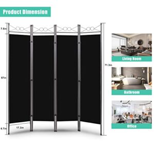 Room Divider-4 Panel Tall Room Dividers and Folding Privacy Screens, 6 Ft Divider Room Fabric Panel W/Matel Frame, Freestanding Wall Divider Screen, Portable Partition Room Dividers for Study Dorm