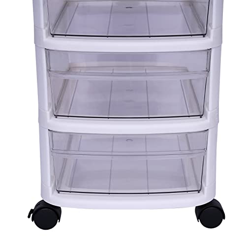 Plastic Wide Storage Drawer Cart Cosmetic Storage Tower Craft Storage Containers Bins with 6 Clear Drawers