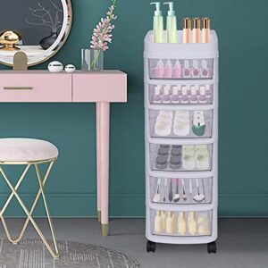 Plastic Wide Storage Drawer Cart Cosmetic Storage Tower Craft Storage Containers Bins with 6 Clear Drawers