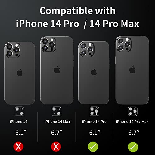 Hoerrye for iPhone 14 Pro Max & 14 Pro Camera Lens Protector - Easy Install, Case-Friendly, Ultra-Thin, Military-Grade Protection for Clear Photos - Black