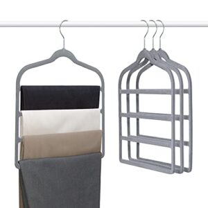 velvet hangers pants hangers space saving hangers for pants non-slip multiple closet hanger organizer for trousers tie scarf grey pack of 4