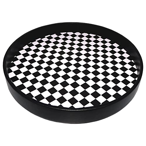 MCBZ Home Round Leather Tray, Round Decorative Tray, Round Serving Tray, Leather Ottoman Tray, Circle Coffee Table Tray,Diameter13.2 * 1.8" (Black)