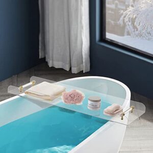 bathtub tray,31" clear acrylic bathtub caddy tray bath tray with gold handle,luxury bathtub tray,bathroom tray tub rack,table caddy tray,bathroom accessories for home spa,luxury gift for women