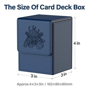 ULTRGEE Deck Box for MTG Cards, Magnet Card Box with 2 Dividers per Holder, Large Trading Card Case Fit for up to 110 Cards-[Ghost Design] (Blue)