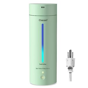 chaceef travel electric kettle, 350ml portable kettle, small electric kettle with non-stick coating, bpa free, 3 colors led water boiler with keep warm function, fast boil and auto shut off water kettle, green