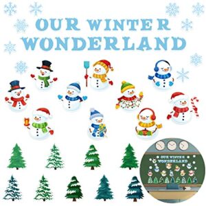 haooryx 83pcs christmas winter snowmen bulletin board set classroom decoration, snow snowman patterned paper cut-outs blackboard border decor for xmas party home school classroom window wall decor