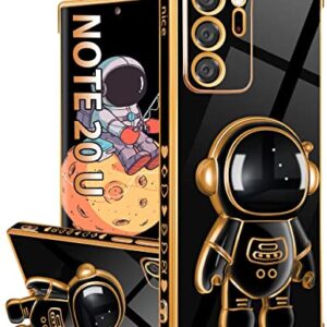 Buleens for Galaxy Note 20 Ultra Case, Cute Heart Pattern 6D Gold Plating Astronaut Hidden Stand Cases for Samsung Galaxy Note 20 Ultra 6.9 Inch-Black