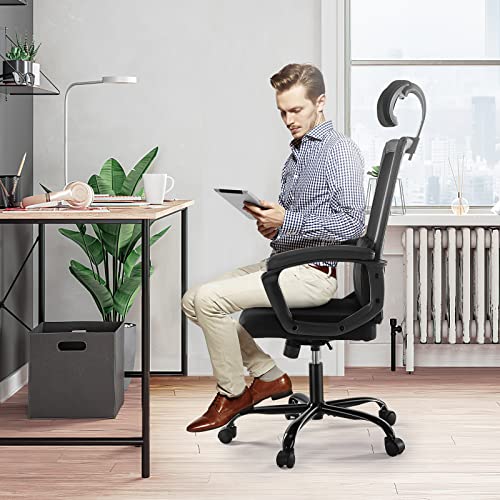 Office Chair - High Back Mesh Chair with Lumbar Support, Height Adjustable Desk Chair, 360 Degree Swivel Computer Chair, Home Office Chair with Armrests for Adults