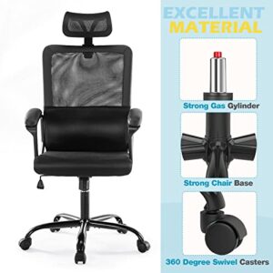 Office Chair - High Back Mesh Chair with Lumbar Support, Height Adjustable Desk Chair, 360 Degree Swivel Computer Chair, Home Office Chair with Armrests for Adults