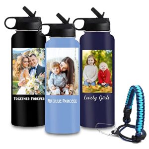 Personalized Water Bottle for Kids with Straw Lid,Custom Stainless Steel Sports Water Bottle with Name or Text-Double Wall Vacuum Insulated Gift Cup for Kids Women Men