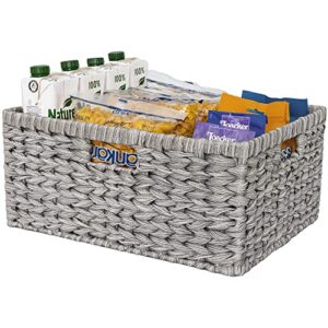GRANNY SAYS Bundle of 1-Pack Gray Wicker Baskets & 3-Pack Wicker Storage Baskets for Organizing Shelves