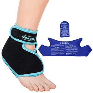 fdmgel ankle ice pack wrap for injuries reusable, hot cold compression therapy, foot ice pack with 2 cold gel packs for relief sports injury,sprained heel,plantar fasciitis,achilles tendonitis (black)