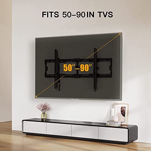 Perlegear Tilting TV Wall Mount for 40-90 Inch Flat Curved Screen TVs up to 150 lbs, Low Profile TV Mount Saving Space Max VESA 800x400mm, Universal Tilt TV Mount Fits 16" 18" 24" Wood Studs, PGXT2