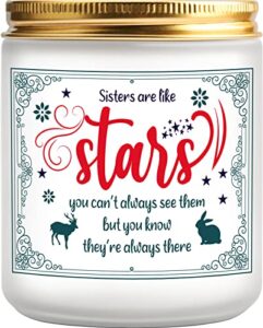 sisters gifts from sister, funny lavender scented candle gifts for sister, christmas, mother's day, birthday gifts for sister from sister, brother, sisters are like stars candle gift