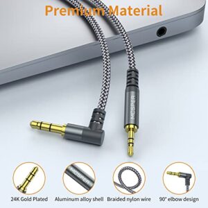 3.5mm to 2.5mm Aux Audio Cable (6.6FT), 90 Degree Right Cord Compatible with Bose 700 QuietComfort QC45 QC35II QC35 QC25 Noise Cancelling Headphones, JBL E45BT E55BT E65BTNC Bluetooth Earphone(Grey)