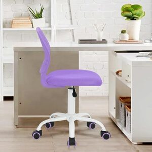 FurnitureR Students Cute Desk Chair, Low-Back Armless Swivel Seating with Lumbar Support Height Adjustable for Teens Boys Girls Youth Study Writing Task in Home Bedroom School, Purple