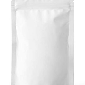 100 Pack Mylar Bags for Food Storage - 5.3 mil,5.1x8.2 inches - Matte White Stand Up Resealable Packaging Pouch