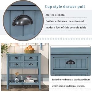 Merax Navy Classic Buffet Sideboard, Wood Cabinet, Console Table with Storage Shelf, 4 Drawers for Living Kitchen Dining Room, Type 10