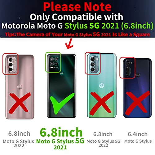 Buleens for Motorola Moto G Stylus 5G Case, Cute Heart Pattern 6D Gold Plating Astronaut Hidden Stand Phone Cases for Moto G Stylus 5G 2021 6.8 Inch-Black