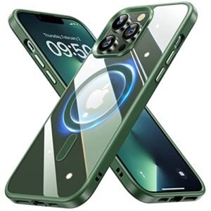 jueshituo iphone 14 pro max case 𝟐𝟎𝟐𝟯 𝗡𝗘𝗪 [not yellowing] [mil-grade protection] [no.1 strong magnets] magnetic slim clear compatible with iphone 14 pro max protective case 6.7inch,alpine green