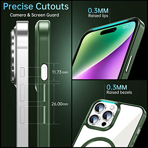 JUESHITUO iPhone 14 Pro Max Case 𝟐𝟎𝟐𝟯 𝗡𝗘𝗪 [Not Yellowing] [MiL-Grade Protection] [No.1 Strong Magnets] Magnetic Slim Clear Compatible with iPhone 14 Pro Max Protective Case 6.7inch,Alpine Green